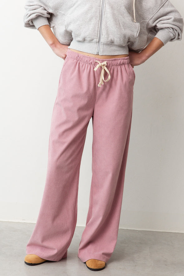 Avery Rib Trousers Pale Pink