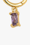 Jeanne Hanging Baguette Purple Gold Earring
