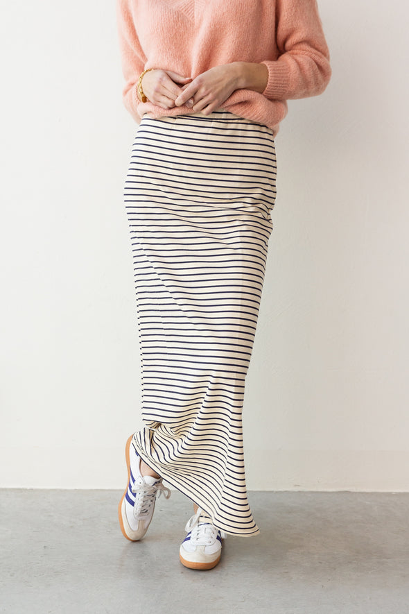 Rae Striped Skirt Navy