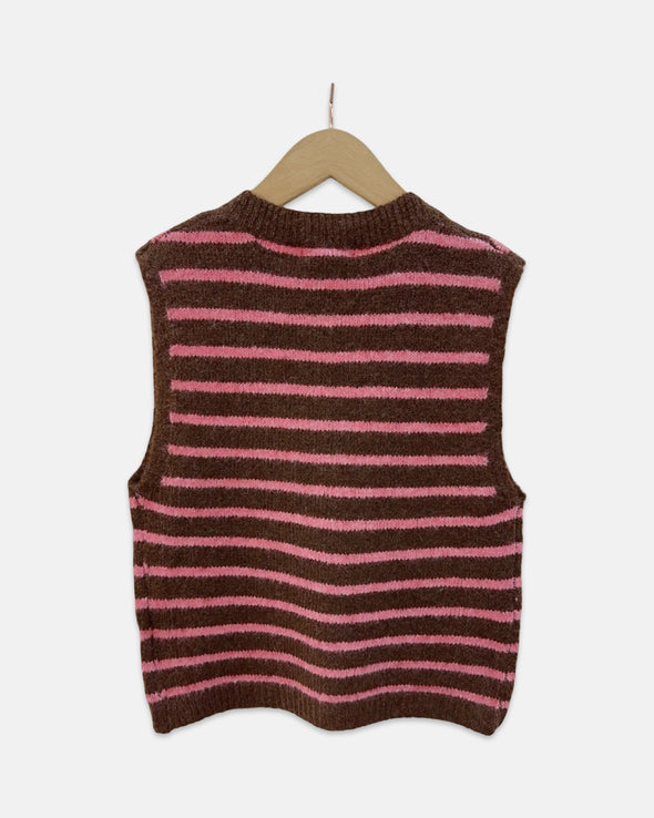 Elori Knit Vest Coffee/Rose