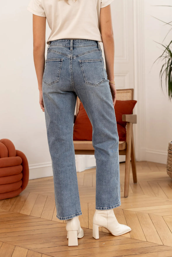 Solange Denim High Straight Medium Blue