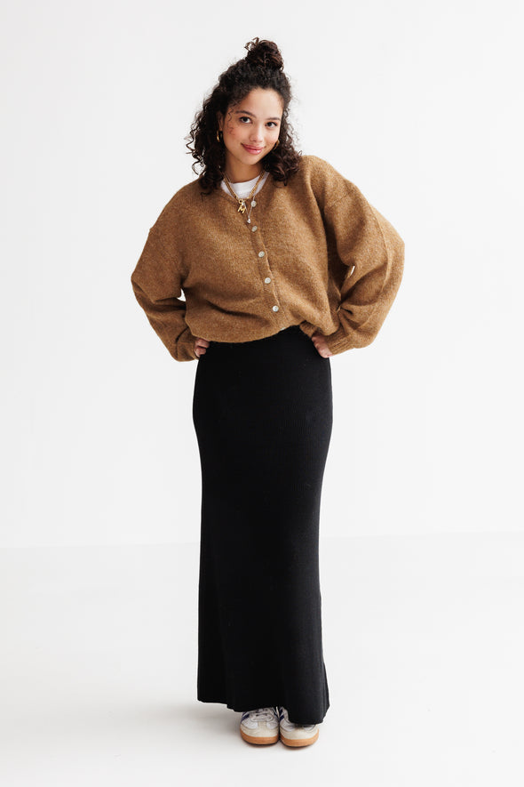 Lura Lurex Knit Skirt Black