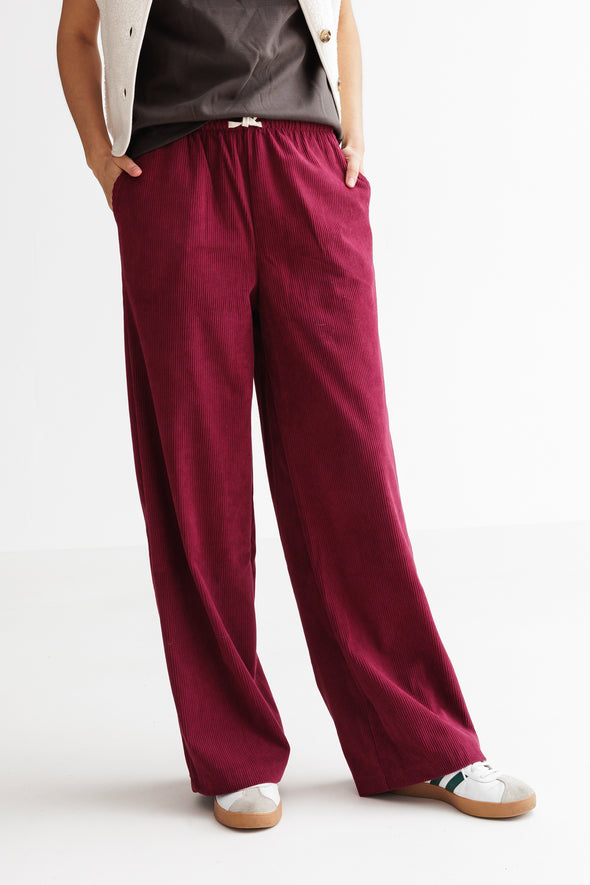 Avery Rib Trousers Burgundy