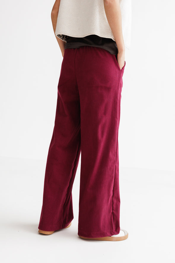 Avery Rib Trousers Burgundy