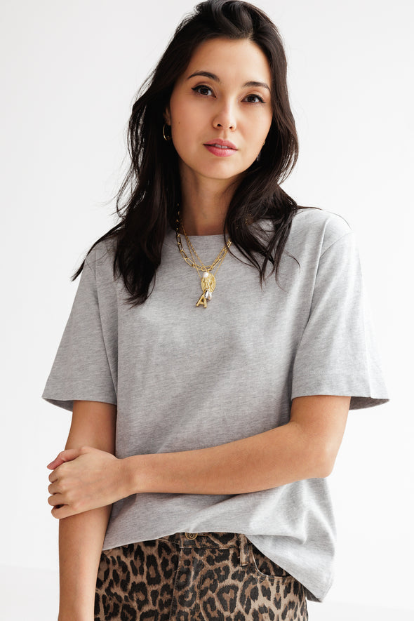 Essential Boxy Tee Light Grey Melange