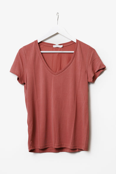 Merine V-Neck T-Shirt Terracotta