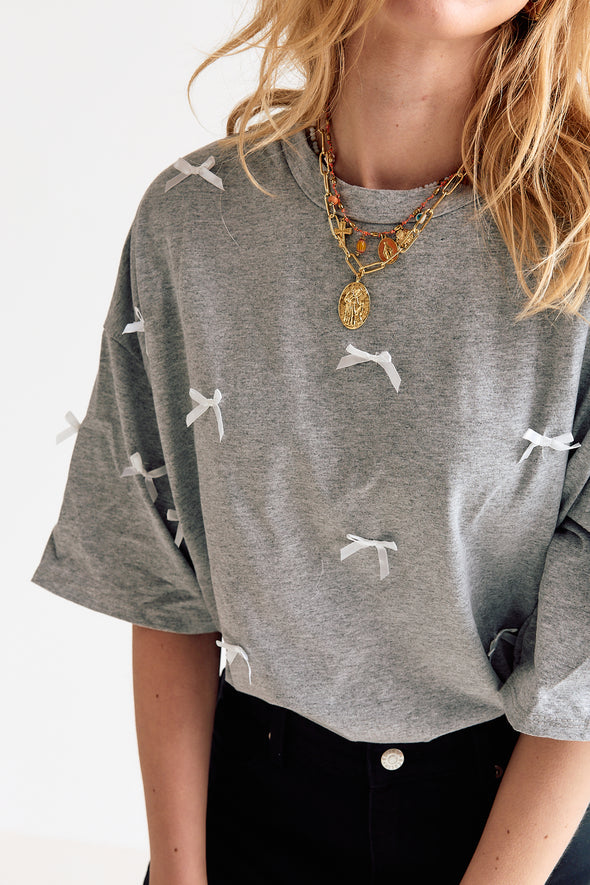 Gia Grey Bow T-Shirt