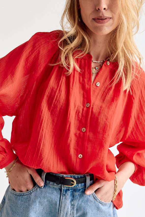 Alba Blouse Coral Red