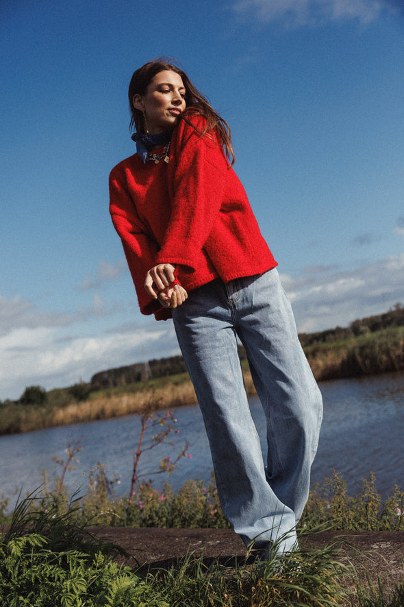 Oversized Ulva Jumper Racing Red