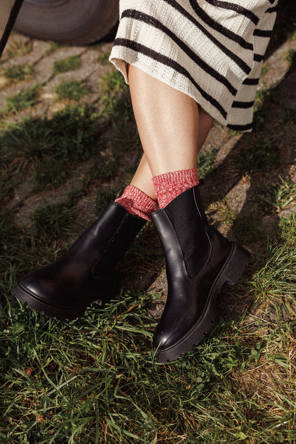 Red Cotton Pattern Socks