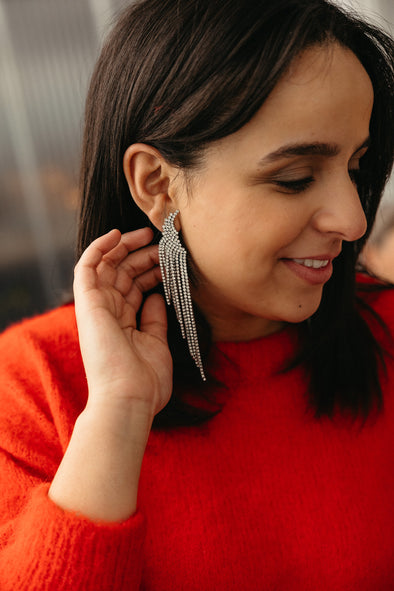 Drip Drop Silver Chandelier Earrings