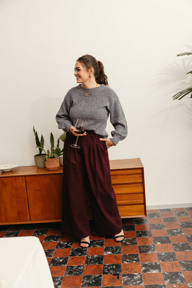 Delphine Pleated Trousers Burgundy