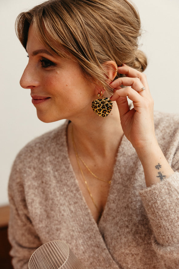 You Have My Heart Leopard earrings