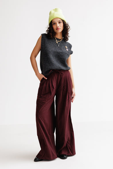 Delphine Pleated Trousers Burgundy