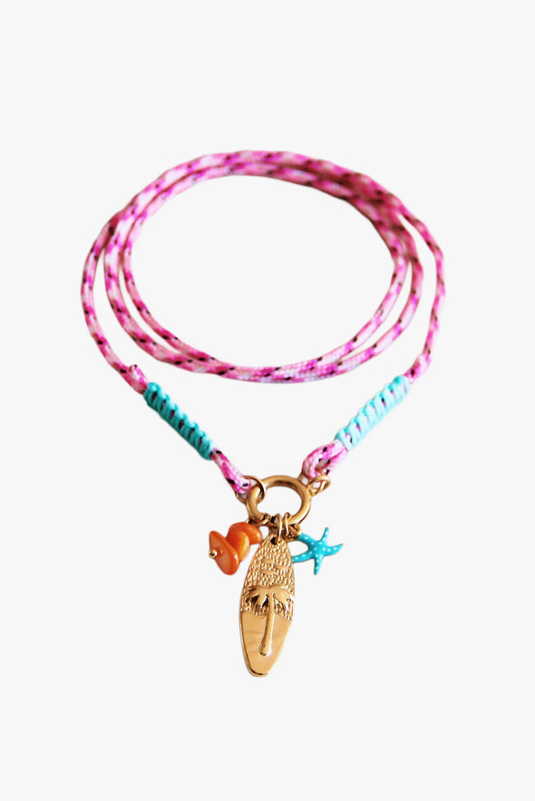 Surf Necklace with Charms Pink/Mint