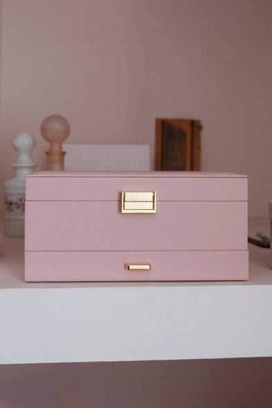 Denise Pink Leather Double Jewellery Box