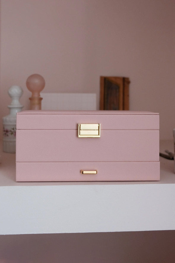 Denise Pink Leather Double Jewellery Box