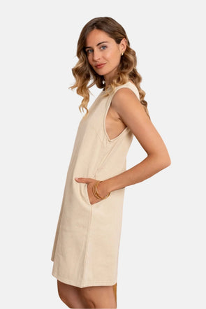 PREORDER Castille Denim Sundress Beige