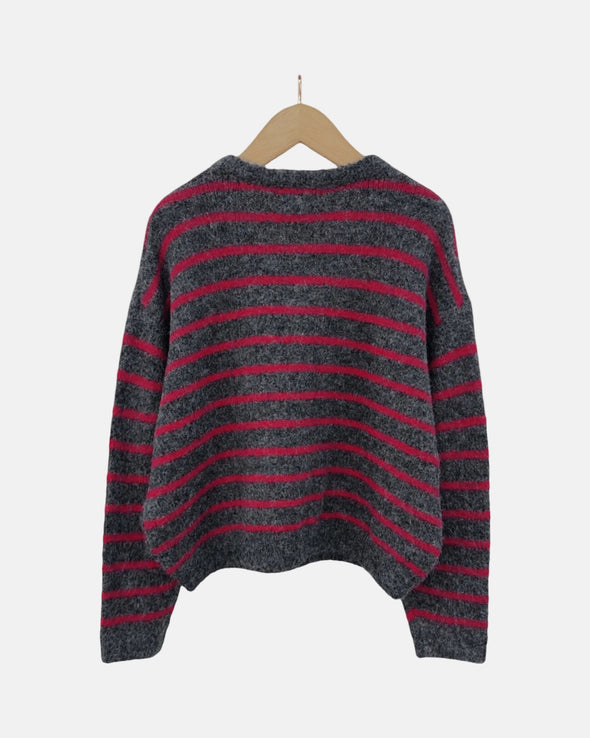 Manon Cardigan Grey/Cherry