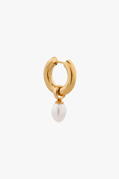 Small Pearl Hoop Gold