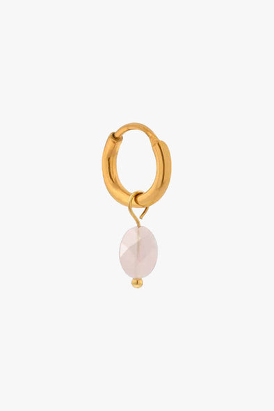 Single Light Pink Oval Hoop Gold