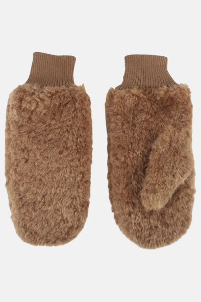 Fran Faux Fur Mittens Camel