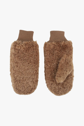 Fran Faux Fur Mittens Camel
