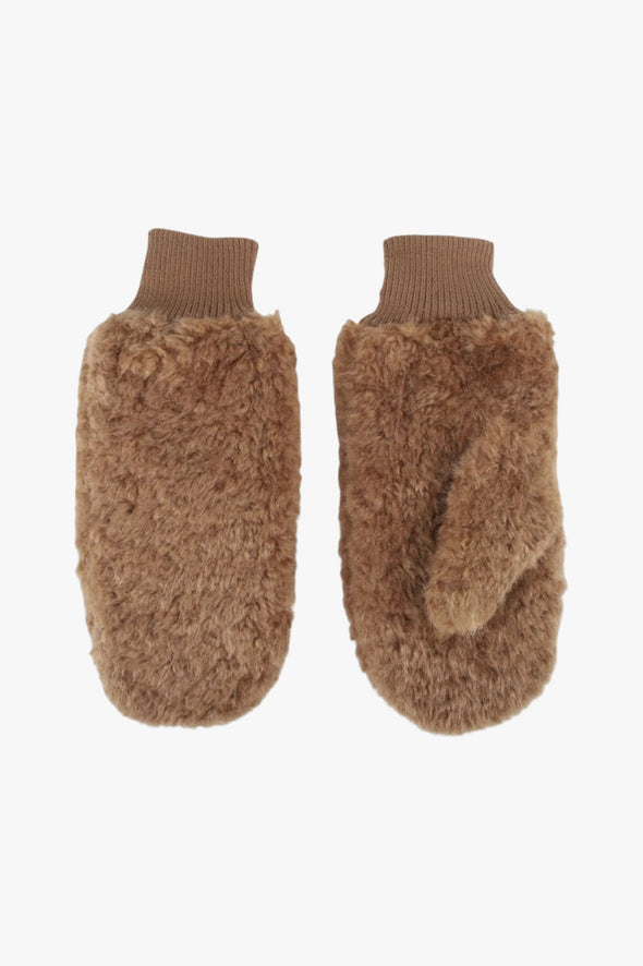 Fran Faux Fur Mittens Camel