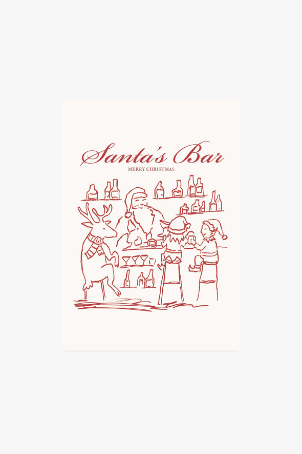 'Santa's Bar' Postcard (Risography)