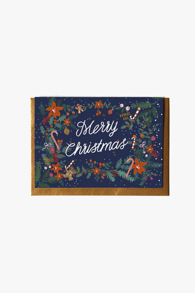 Merry Christmas Card Blue