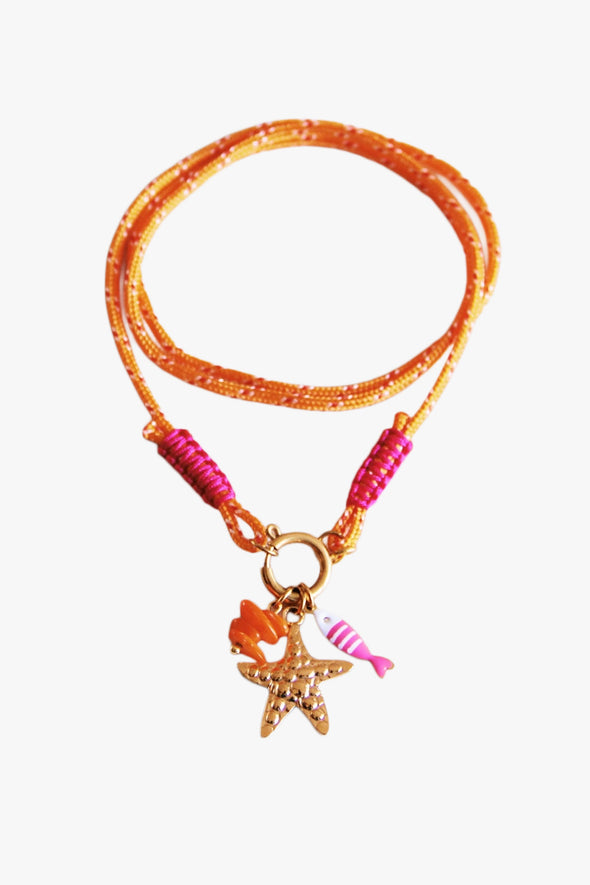Surf Necklace with Charms Orange/Pink