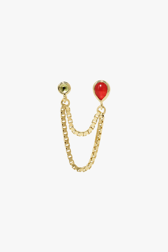 Single Jagger Stud Chain Earring Goldplated