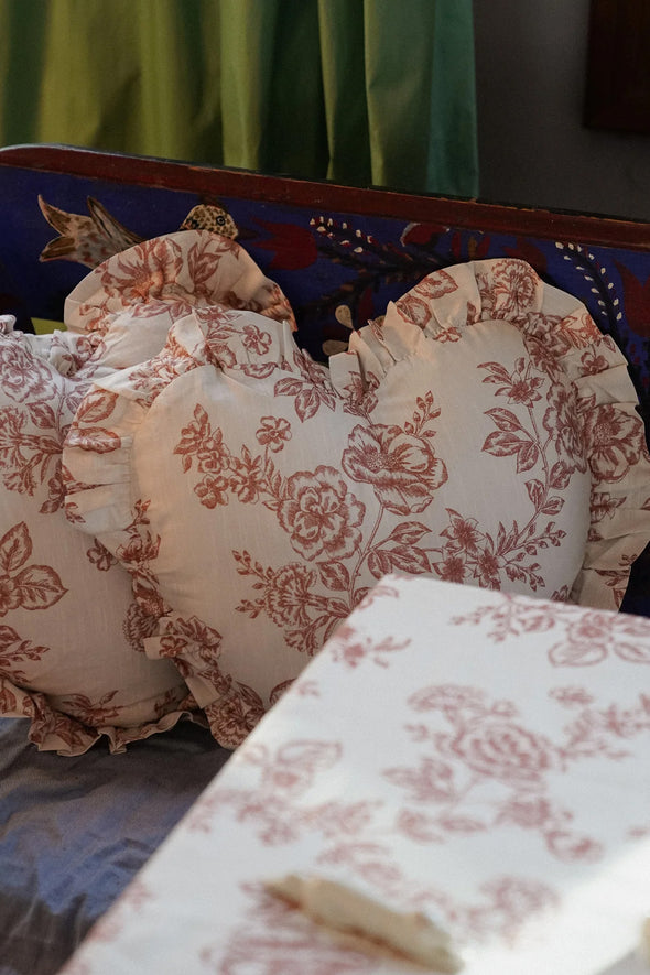 Whimsical Rose Heart Cushion