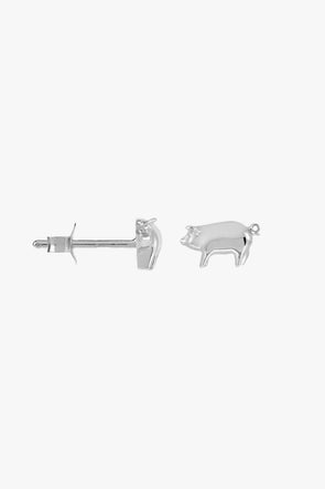 Single Piglet Stud Silver
