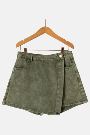 Castille Denim Skort Kaki