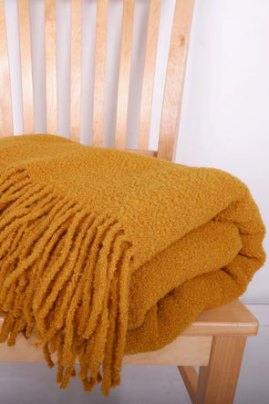 Teddy Boucle Wool Blanket Dijon