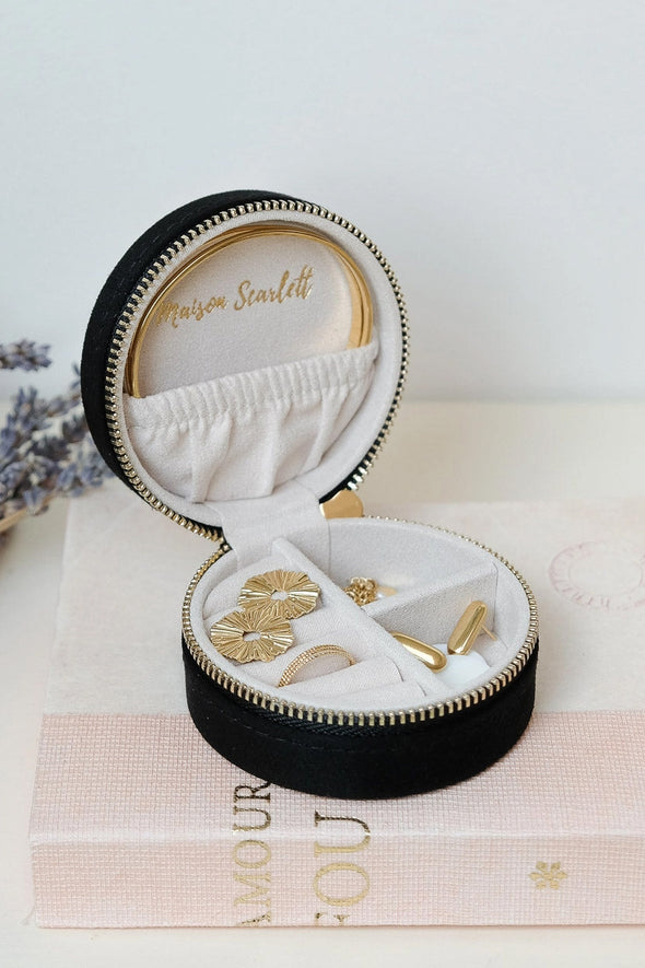 Yvonne Black Velvet Travel Jewellery Box