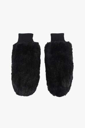 Fran Faux Fur Mittens Black
