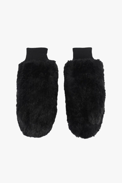 Fran Faux Fur Mittens Black