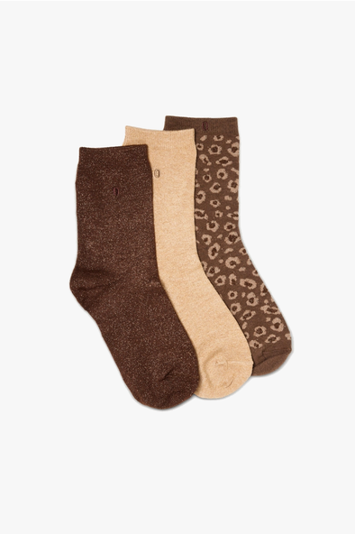 Fancy Glitter, Golden & Brown Leopard Socks