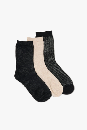 New Ribbed Black, Silver & Champagne Socks