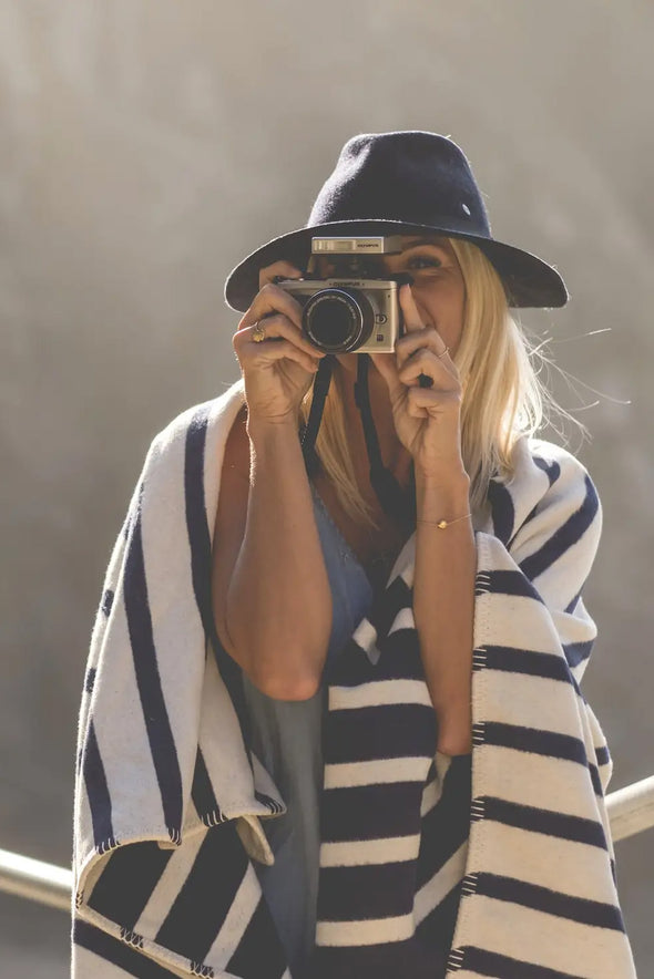 Navy Stripe Blanket