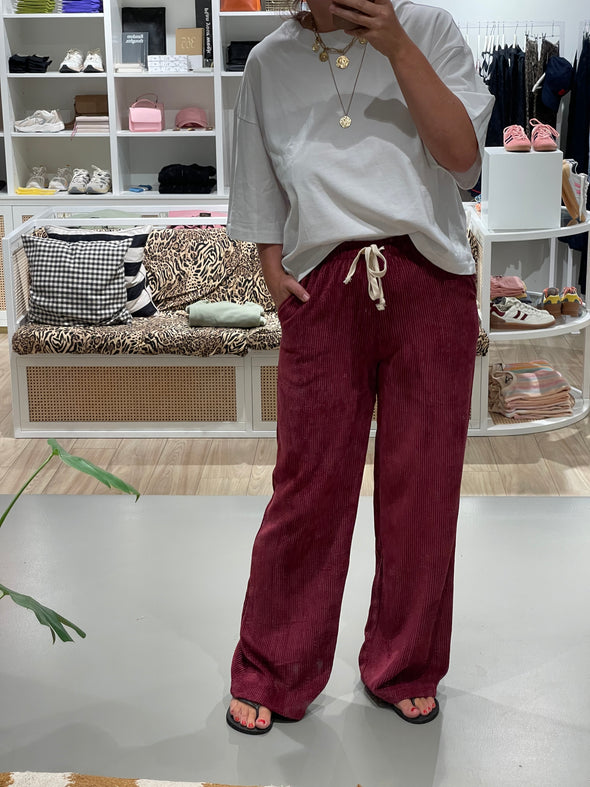 Avery Rib Trousers Burgundy