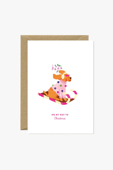 Christmas Dog Sled Greeting Card