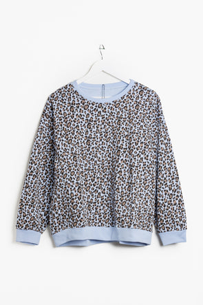 Jules Leopard Sweater Blue