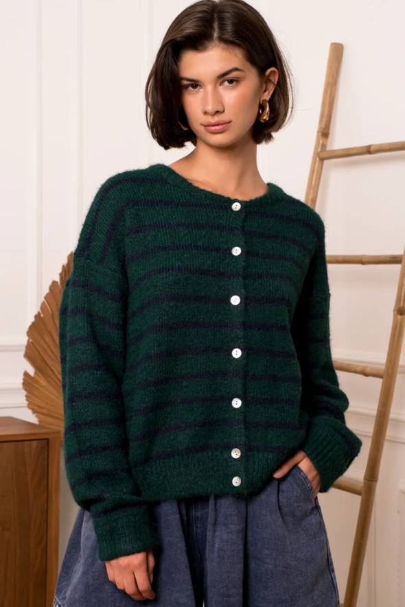 Manon Cardigan Green/Navy
