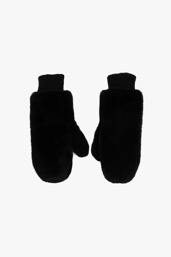 Furry Mittens Black