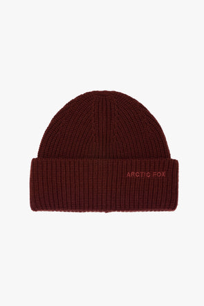 Merino Wool Embroidered Beanie Walnut