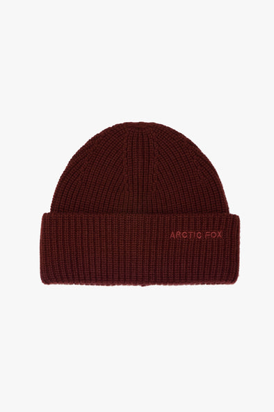Merino Wool Embroidered Beanie Walnut