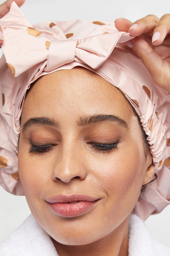 Luxury Shower Cap Blush Dot